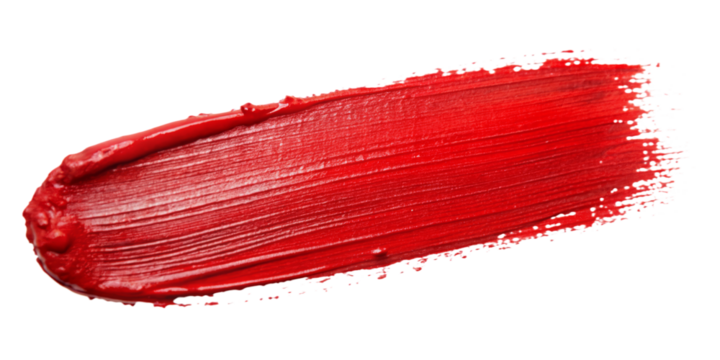 Stroke of red paint texture on transparent background