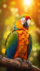 Obraz premium Parrot in Sunset forest, Professional wildlife photography