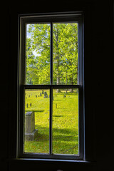 Interior View of Historic Cades Cove Methodist Church and Cemetery, Cades Cove, Great Smoky Mountains National Park, Tennessee, USA