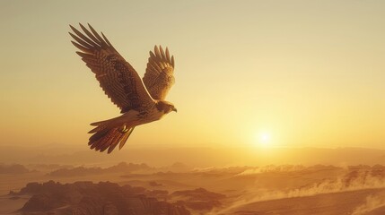 Generate a visual narrative of a lone falcon