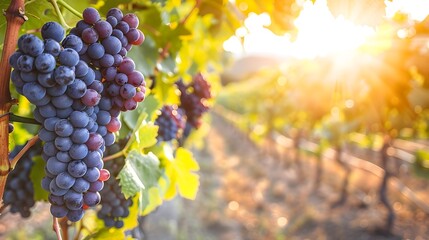 Fototapeta premium Summer's Bounty: A Sun-Kissed Vineyard Harvest Promising Rich Flavors and Shared Moments