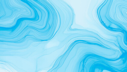 青い水彩画　マーブル模様の背景素材