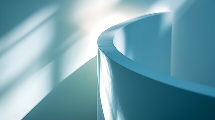 Curved Metal Pillar Bathed in Light Forming a Serene S-Shape Reflection