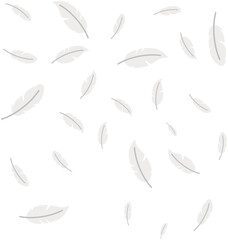 Flat illustration of falling feathers isolated on white background.