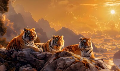 Tiger in Sunset