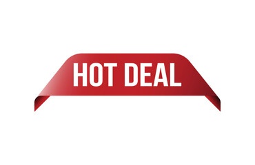 Red banner hot deal on white background.