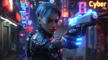 Fototapeta premium サイバーパンクシティ| cyberpunk city Generative AI 
