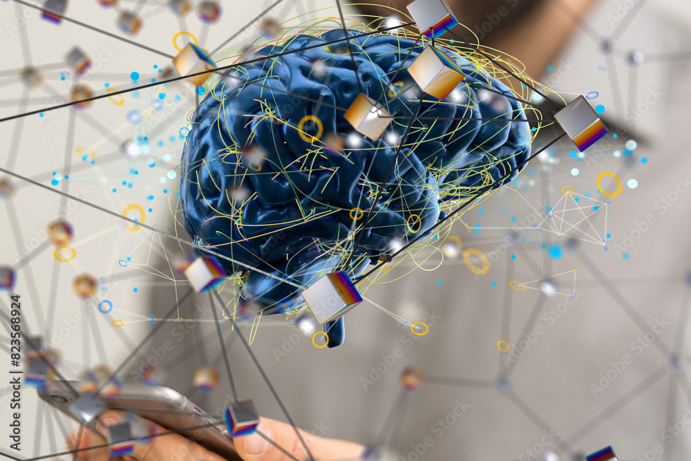 Poster intelligence brain ai digtal 3d artificial intelligence