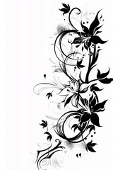 Monochrome Flowers on White Background