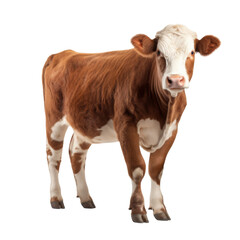 Hereford cow on the transparent background PNG. AI generative	
