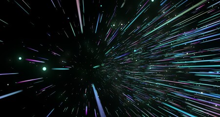 neon rays. Concept for big data, blockchain, cryptocurreny, internet, hyperspace and space travel