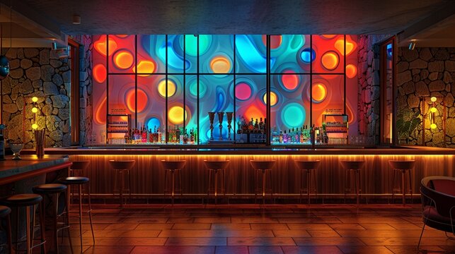 Modern bar with softly lit interiors, offering a wide range of specialty cocktails and a sophisticated atmosphere