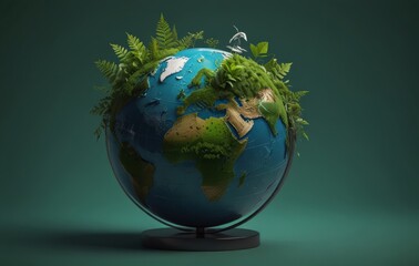 Earth with green plant, World environment and earth day concept
