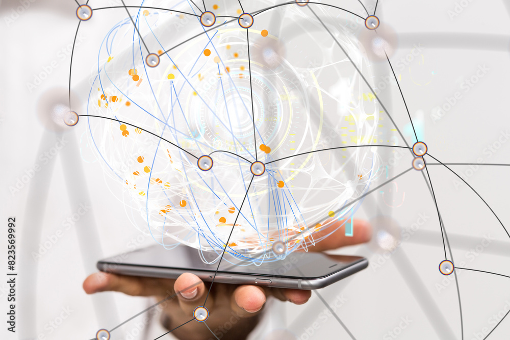 Poster conference Digital Network and data concept 3d