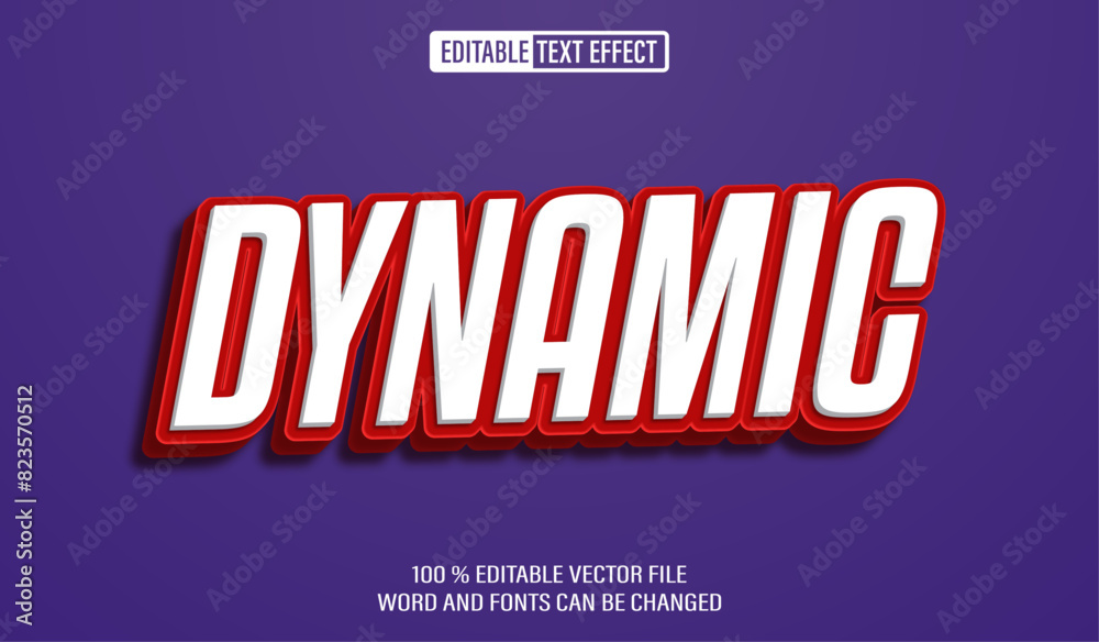 Aufkleber editable 3d text style effect - red bold dynamic text effect template