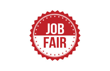 Job Fair red ribbon label banner.