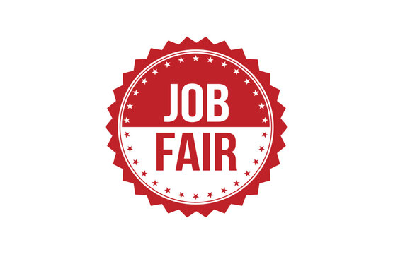 Job Fair red ribbon label banner.