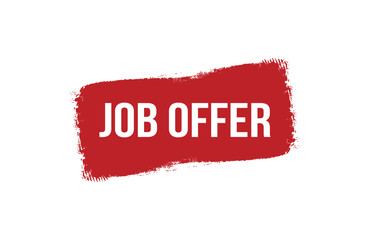 Brush style job offer red banner design on white background.