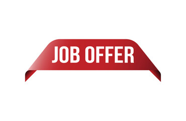 Red banner job offer on white background.