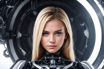 Portrait of a woman-machine, humanoid