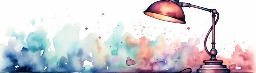 Fototapeta premium Watercolor illustration of a colorful reading lamp, clipart, isolate on white background