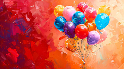 A festive image featuring a bouquet of helium balloons in various colors, adding cheer to a celebration
