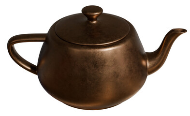 Classic TeaPot 3D rendering isolated metal