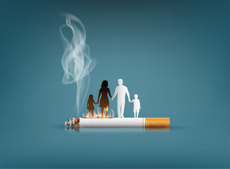  Cigarette Smoke Threatens Family Health — Silhouette Concept
