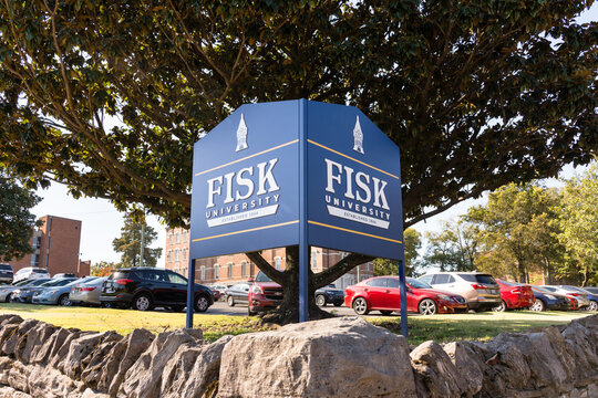 Nashville, TN - USA: Entrance sign to the Historic Black College of Fisk University 