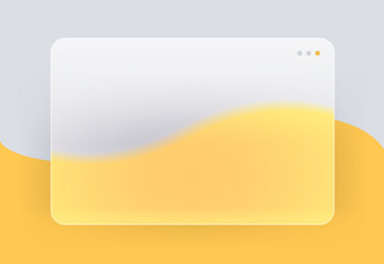Glass morphism transparent horizontal blank browser window. Vector illustration