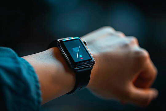 Smart watch on hand close-up