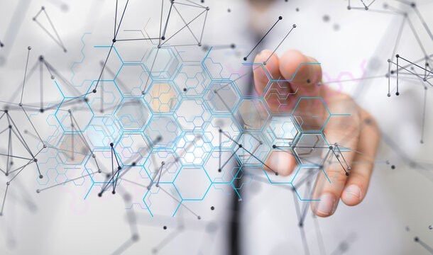 Connecting lines and dots.Big data visualization