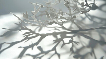 Delicate paper branches cast intricate shadows.