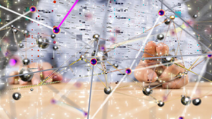 Neural network 3D illustration. Big data and cybersecurity - 3d