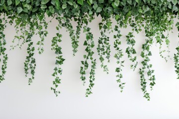 Greenery-adorned photo booth with white wall backdrop. Artificial intelligence creates illustration