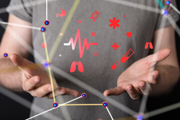 digital medical futuristic interface 3D rendering