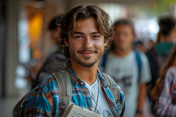 Obraz premium Portrait of male college student at campus looking at camera