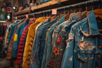 Obraz premium Used clothes in a second-hand boutique