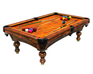 Billiard table with balls on transparent background