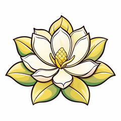 Magnolia flower cartoon style Icon Vector clipart Illustration