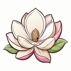 Magnolia flower cartoon style Icon Vector clipart Illustration