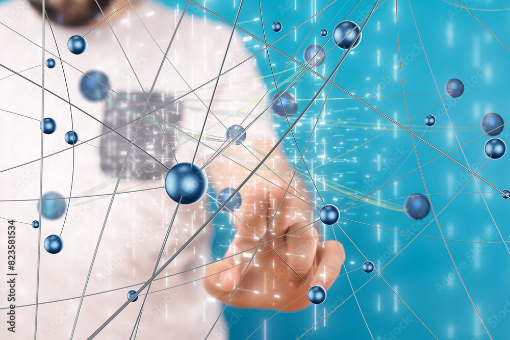 Poster conference digital network and data concept 3d