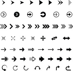 Set of Black Arrows Icons Vector Collection 