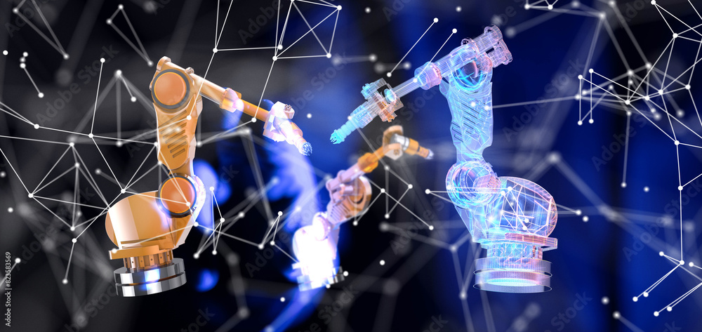 Aufkleber neural network 3d illustration. big data and cybersecurity