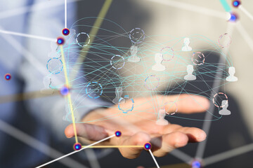 Global network. Blockchain. 3D illustration. Neural networks and artificial intelligence. Abstract