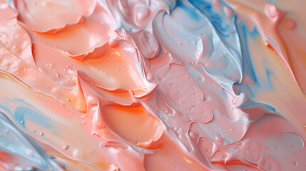 Abstract art background. Texture of foam or airy plasticine, delicate, pastel colors, brushstrokes. Painting texture. Generative AI. Whipped cream, confectionery