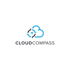 cloud compass simple sleek creative geometric modern logo design