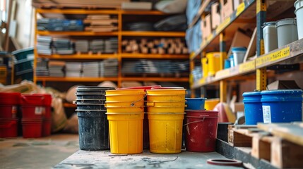 Renovation Tools and Supplies in a Sunlit Room Undergoing Remodeling