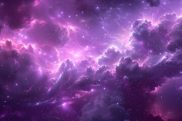 Purple Clouds and Stars in the Sky