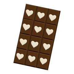 3D chocolate bar isolated on white background.Chocolate with heart valentine gift symbol.Vector graphic illustration.